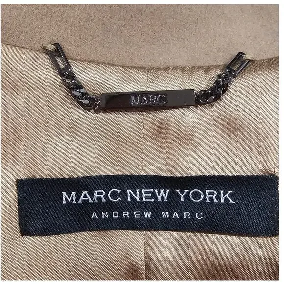 Marc New York Virgin Wool Cashmere Coat, Camel, Trench Andrew Marc Womens Sz 12 - Picture 4 of 11